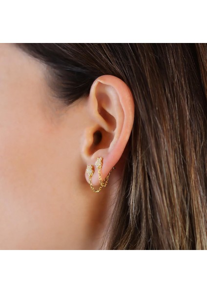 Çiçek Zincirli Gold Gümüş Küpe fiyatları