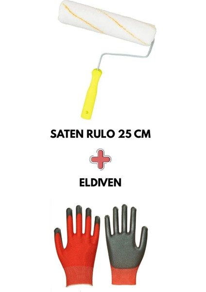Boyacı Seti 5 - Saten Boya Rulosu 25 cm - Eldiven