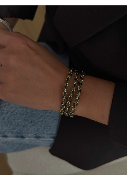 - Multi Style Dorika Zincirli Ip Detaylı Kadın Bileklik (KOD-378)