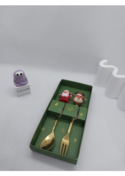 Noel Yaratıcı Paslanmaz Çelik Kaşık Kahve Karıştırma Kaşığı, Meyve Çatalı, Sevimli Kahve Kaşığı Seti modelleri