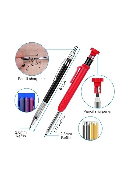 5'i 1 Arada Üçgen Cetvel Marangozlar Kare Alet, 18 cm Kombinasyon Kare, 1 Marangoz Kalemi ve 1 Derin Delik Işaretleyici ve 20 Yedek Parça, Marangoz Düzen Cetveli Hassas Gonyometre modelleri