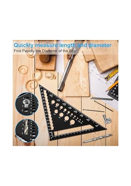 5'i 1 Arada Üçgen Cetvel Marangozlar Kare Alet, 18 cm Kombinasyon Kare, 1 Marangoz Kalemi ve 1 Derin Delik Işaretleyici ve 20 Yedek Parça, Marangoz Düzen Cetveli Hassas Gonyometre indirimleri