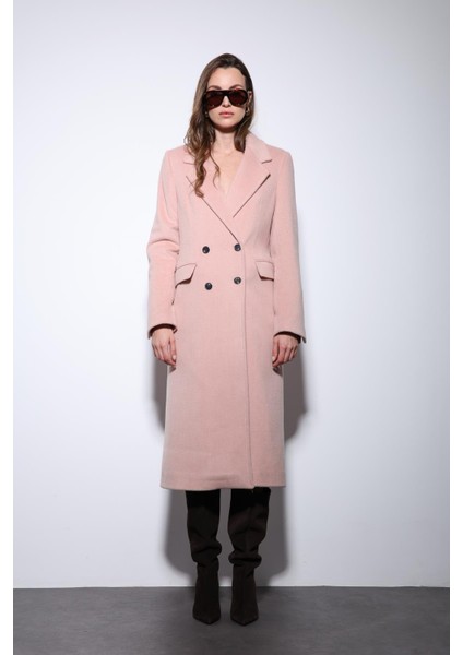 Pembe Yün Karışımlı Kruvaze Kadın Kaban fırsatları