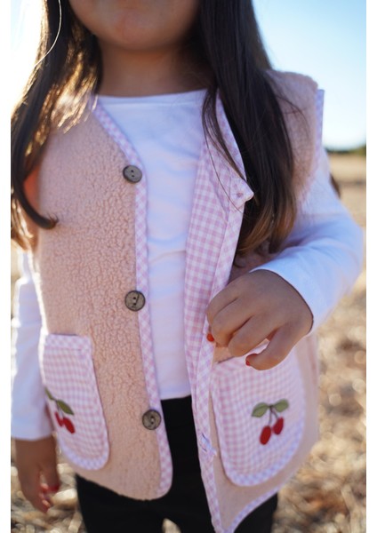 Kiraz Nakışlı Pembe Teddy Bebek Çocuk Yeleği indirimleri