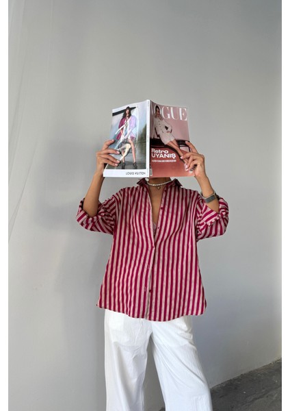 Çizgili Gömlekketen - Bordo modelleri