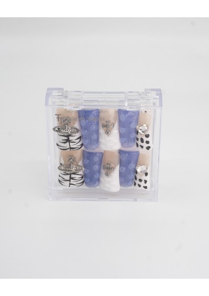 10'lu Mavi Extra Extra Extra TT1435 Tekrar Kullanılabilir El Yapımı Protez Takma Tırnak - Mavi-M fırsatları