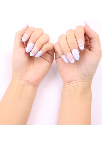 10'lu Mavi Kısa Badem KBD1463 Tekrar Kullanılabilir El Yapımı Protez Takma Tırnak - Mavi-M fırsatları