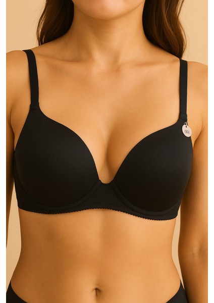 Dolgulu Basic Siyah Rengi Sütyen – Gün Boyu Konfor ve Kusursuz Görünüm