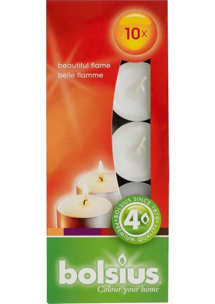 Tealight, Yumuşak Ateşli,, Paketli, Yanma Süresi 4 Saat, Dekoratif Ev Mumları, Beyaz, Bitki Mumu, Yağı Içermez, 10 Adet, Parfümsüz