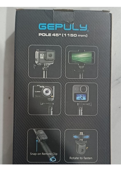 Gepuly Pole 45'' (1150 Mm) Sualtı Özçekim Sopası , Su Geçirmez Kolu Kavrama Monopod Alüminyum Gopro - Max INSTA360 - Akaso Djı Osmo Dijital Kameralar Için Selfi Çubuğu