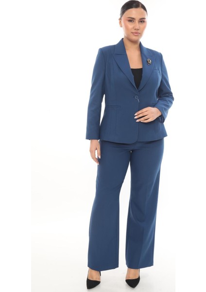 Kadın Şık Blazer Ceket Pantolon Takım Zarif Günlük Ofis Model