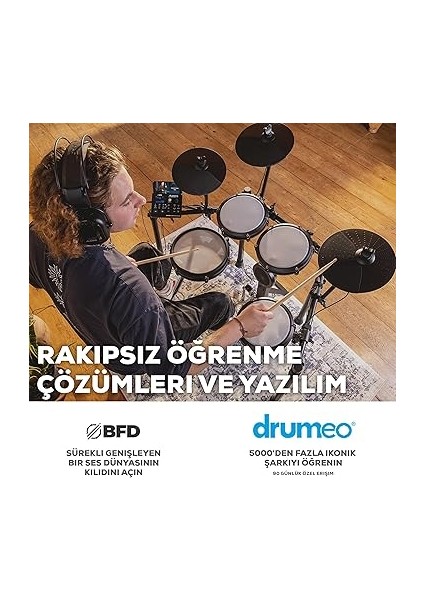 Nitro Max Kit - Elektronik Davul Seti, Dijital Bateri, Sessiz Mesh Pedli, 10 Inç Çift Bölgeli Trampet, Bluetooth, 440+ Otantik Ses, Drumeo, USB Mıdı, Tekme Pedalı indirimleri