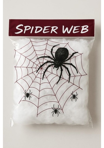 Halloween Bayramı Beyaz Renk Örümcek Ağı Seti