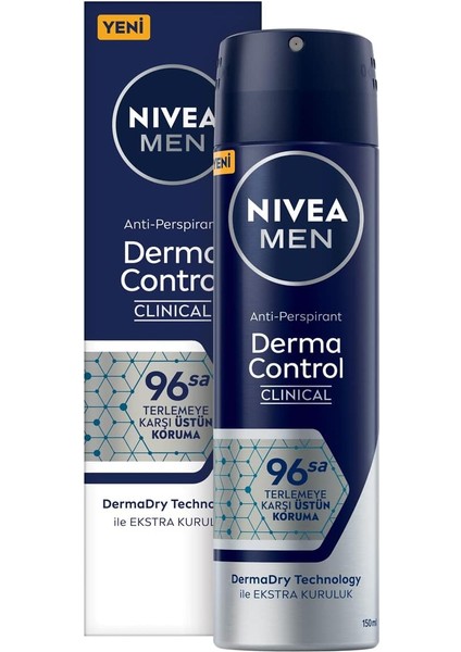 Nıvea Men Erkek Sprey Deodorant Derma Control Clinical 150 Ml, 96 Saat Antiperspirant Koruma,ekstra Kuruluk,alkolsüz fiyatları