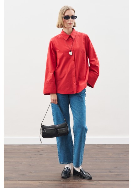 Geniş Manşetli Klasik Gömlek Kırmızı fiyatları