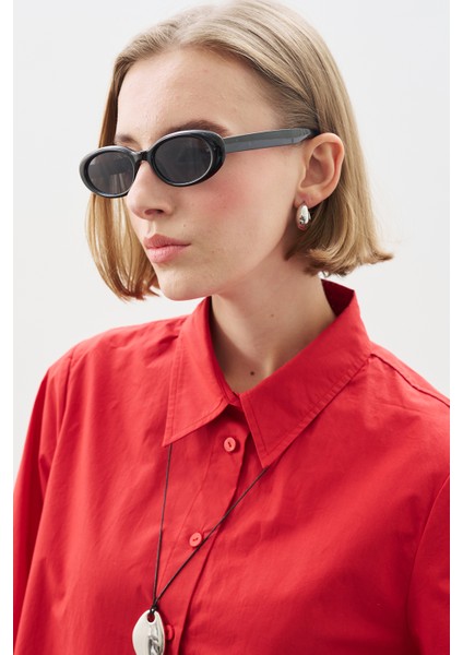 Geniş Manşetli Klasik Gömlek Kırmızı