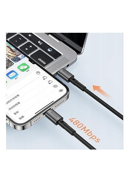 CA-2851 36W Pd Typec Iphone Hızlı Şarj Data Kablo 1.8m-Siyah fırsatları