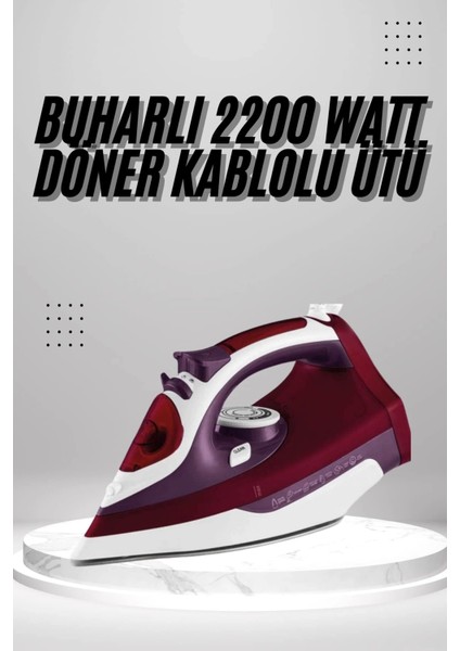 Seramik Tabanlı Kırmızı 2200 Watt Şok Buharlı Ütü