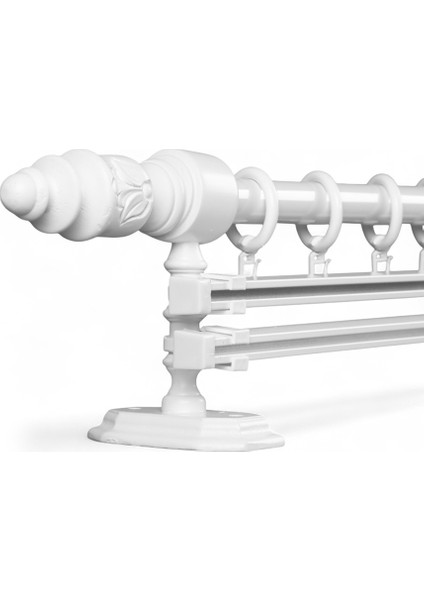 Modern Demonte Başlıklı Çift Raylı Ahşap Rustik Perde Askısı