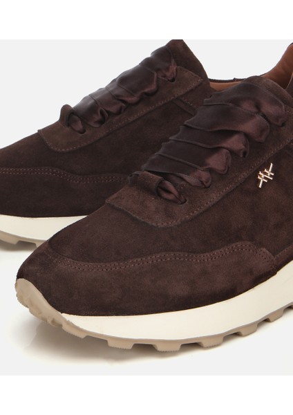 01AYH315410A480 KADIN Süet Deri Kahverengi Bağcık Detaylı Yüksek Tabanlı Spor Ayakkabı modelleri