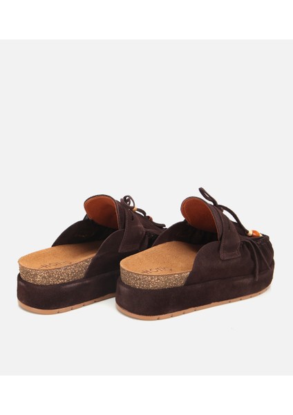 01TEH316580A480 KADIN Süet Deri Kahverengi Püsküllü Kalın Tabanlı Terlik fırsatları