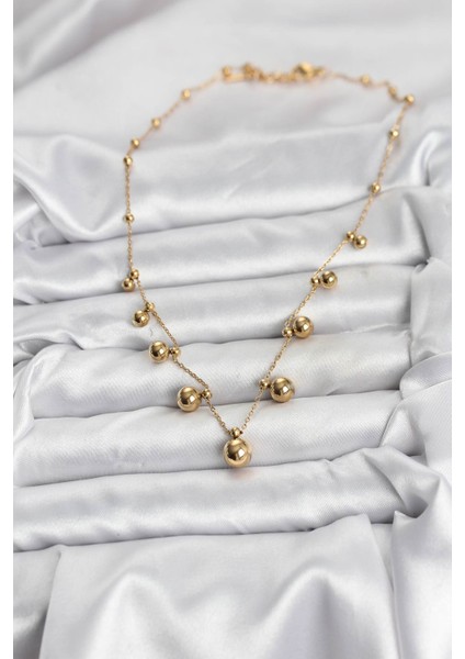Erb 316L Çelik Zincir Gold Renk Topçuklu Kolye fiyatları