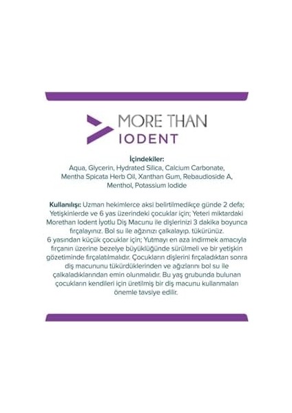 More Than Iodent Diş Macunu 100 gr fiyatları