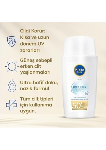 Nıvea Sun Hafif Dokulu Güneş Koruyucu Yüz Kremi 40ML, SPF50 fiyatları