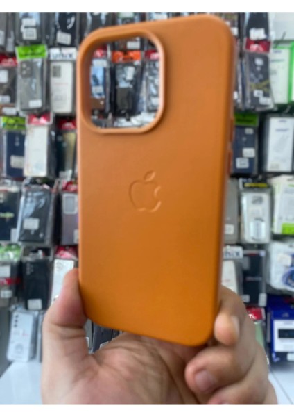 Iphone 14 Pro Uyumlu Içi Kadife Logolu Suni Deri Gizli Magsafe Sert Kılıf Logelix