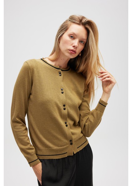 Risa Düz Örgü, Kadın Triko Hırka - Zeytin Yeşili modelleri