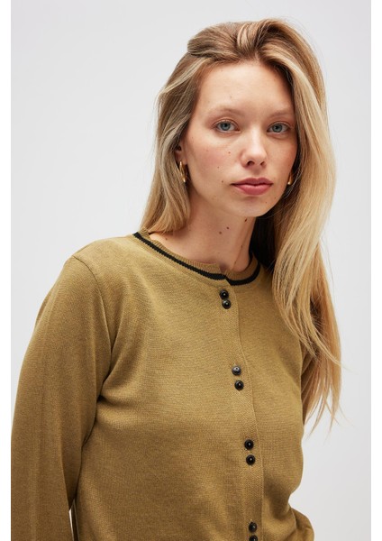 Risa Düz Örgü, Kadın Triko Hırka - Zeytin Yeşili indirimleri