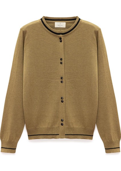 Risa Düz Örgü, Kadın Triko Hırka - Zeytin Yeşili