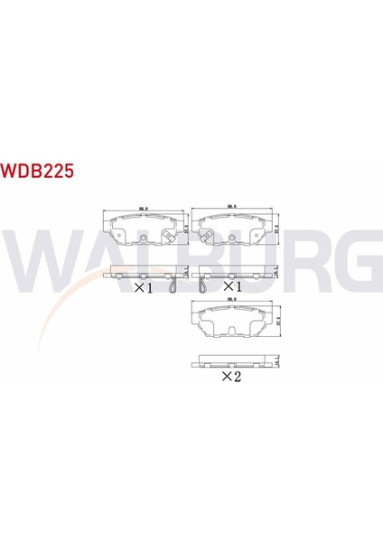 WALBURG-WDB225 - Fren Balata Arka Mıtsubıshı Carısma (Da) 1.8 Gdı Ikazlı 14.20-15.00MM 1995-2006