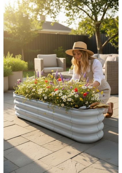 Modüler Yükseltilmiş Bahçe Yatağı Yükseltilmiş Sebze Yatağı Çiçeklik NO:3V2 (140X34) Gri