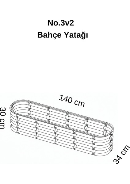 Modüler Yükseltilmiş Bahçe Yatağı Yükseltilmiş Sebze Yatağı Çiçeklik NO:3V2 (140X34) Gri