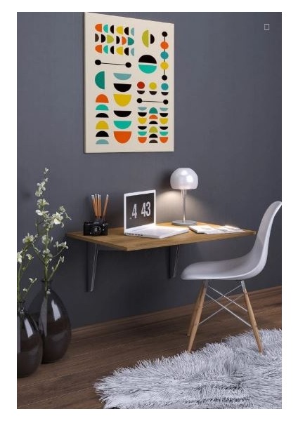 Kamelya Duvara Monte Katlanabilir Yemek Çalışma Balkon Masası Ceviz 90 x 50 cm Makyaj Masası