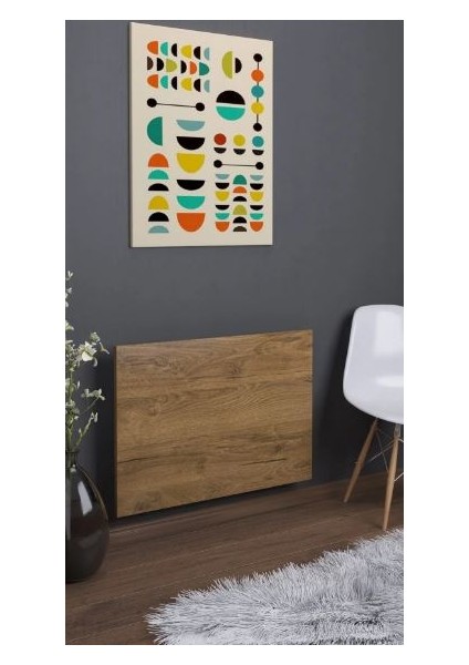 Kamelya Duvara Monte Katlanabilir Yemek Çalışma Balkon Masası Ceviz 90 x 50 cm Makyaj Masası fırsatları