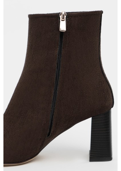Juno Kahve Süet Fermuarlı Kalın Topuklu Küt Burun Kadın Bot fırsatları