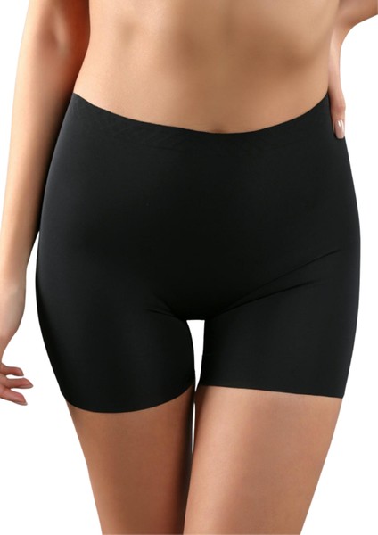 Toparlayıcı Normal Bel Mini Lazer Kesim Siyah Korse Şort OL.01.NB.9205