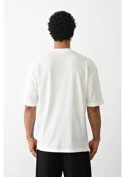 Unisex Baskılı Oversize T-Shirt - Beyaz fırsatları