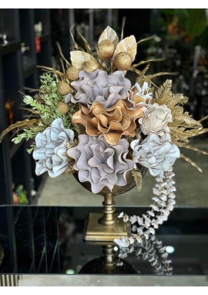 Yapay Çiçekli Antik Kare Ayaklı Vazo No:10