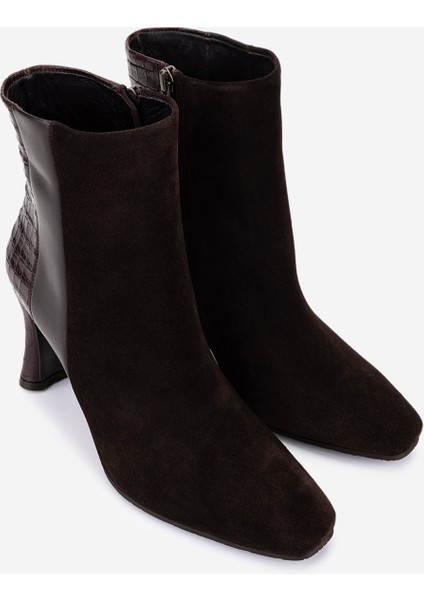 Kadın Hakiki Deri Kahverengi Topuklu Bot 33 8500 Bn Bot SK25-26 Khv Suet/khv Kroko fiyatları