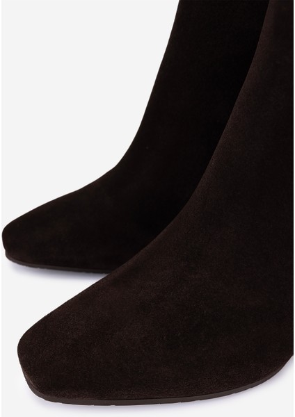 Kadın Hakiki Deri Kahverengi Topuklu Bot 33 8500 Bn Bot SK25-26 Khv Suet/khv Kroko modelleri