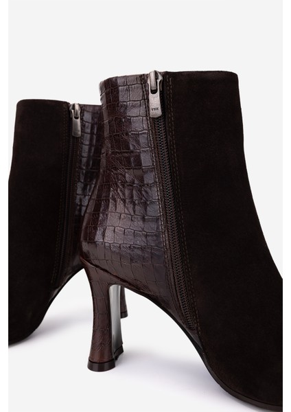 Kadın Hakiki Deri Kahverengi Topuklu Bot 33 8500 Bn Bot SK25-26 Khv Suet/khv Kroko indirimleri