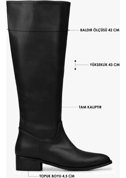 Kadın Erica Siyah Cilt Kovboy Çizme Suni Deri Klasik Topuklu Konforlu fiyatları