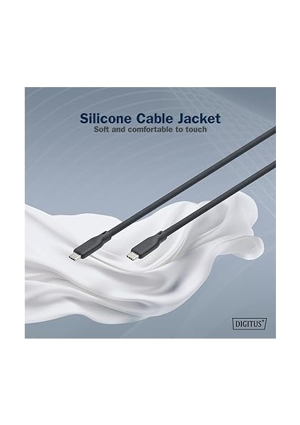 Usb-C Kablosu – USB 4.0 Gen 2 – 2 M – Bükülmeye Karşı Korumalı Esnek Silikon Kaplama – Video 8k 60 Hz / 4K 120 Hz – 20 Gbit/s'ye Kadar – Siyah modelleri