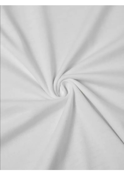 Roll Tasarım Sırt Baskılı Pamuk Beyaz Oversize T-Shirt