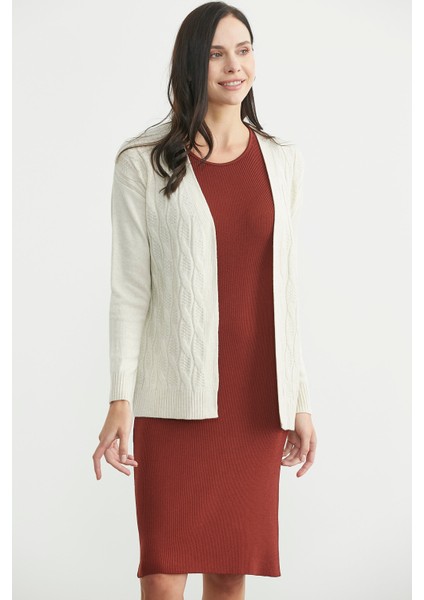 Saç Örgülü Rahat Kalıp Triko Hırka - Taş modelleri