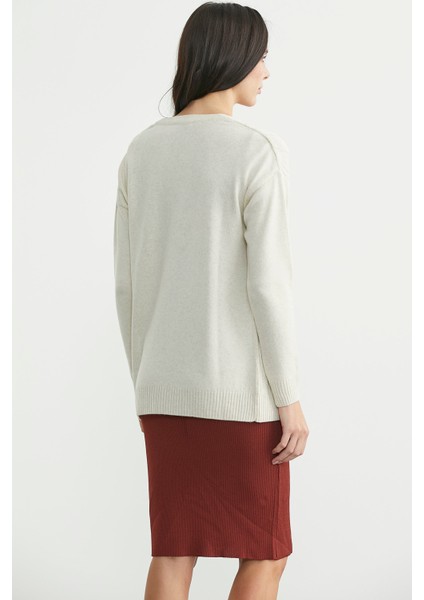 Saç Örgülü Rahat Kalıp Triko Hırka - Taş indirimleri