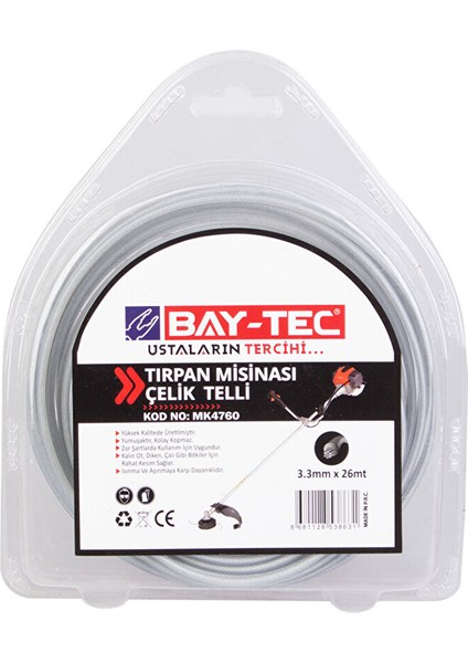 Bay-Tec Tırpan Misinası Çelik Telli 3.3MMX26 mt